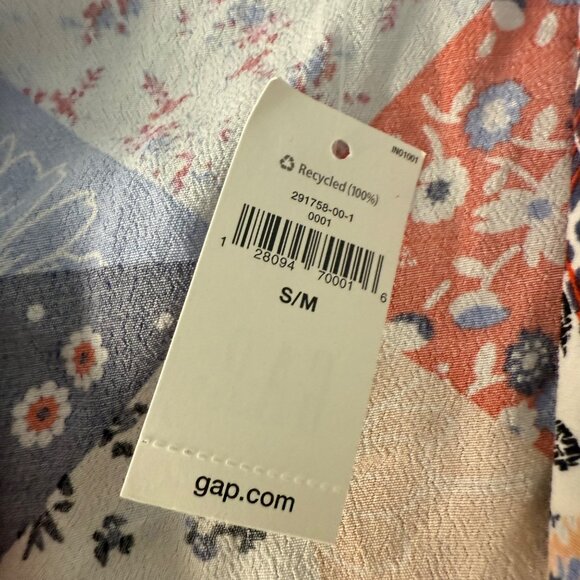 Gap Womens Patchwork Kimono Jacket S/M Open Front Long Sleeves 100% Rayon Multic - Picture 3 of 9